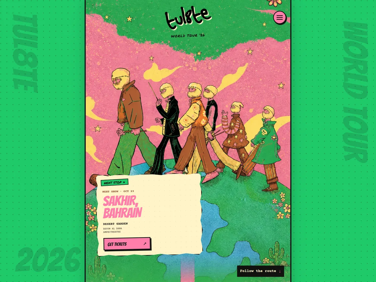 Tul8te world tour ticket page homepage